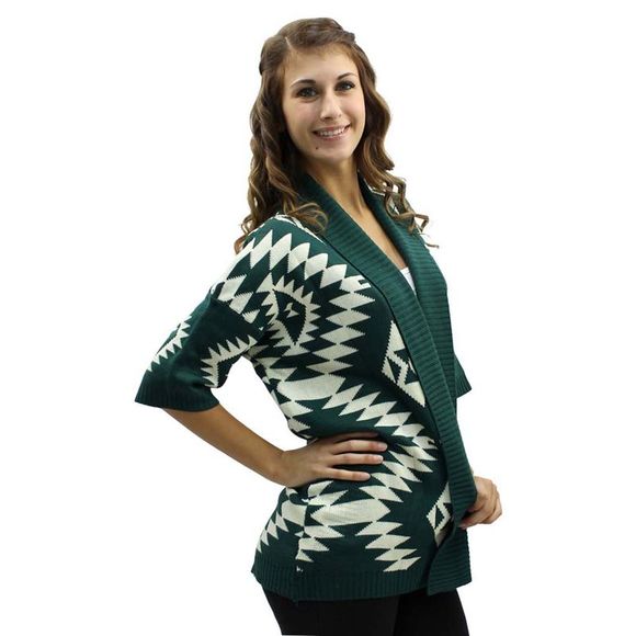 Aztec Print Open Front Cardigan Sweater - Picture 2 of 4